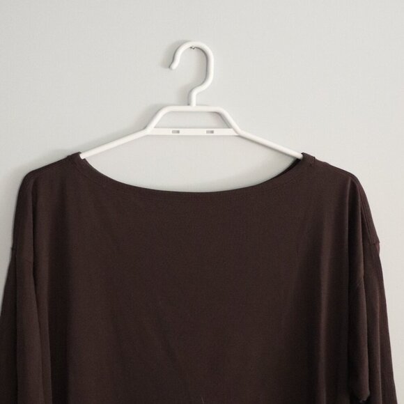 Athleta Women's Brown XXS Ease In Oversized 3/4 Sleeve Activewear Stretch Top - Picture 6 of 15
